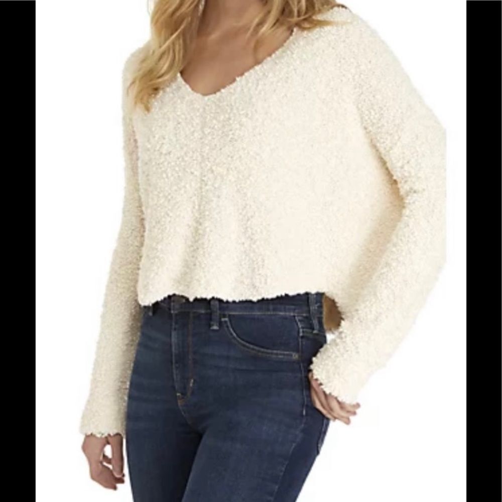 Free People Nubby Soft Boucle Cream Sweater Top